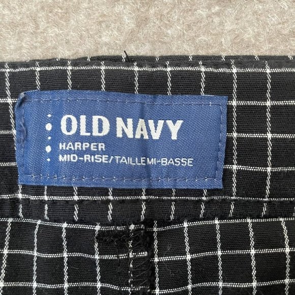 Old Navy Crop Pants Womens 2 Black White Plaid Harper Stretch Casual 24" Inseam - Picture 4 of 11